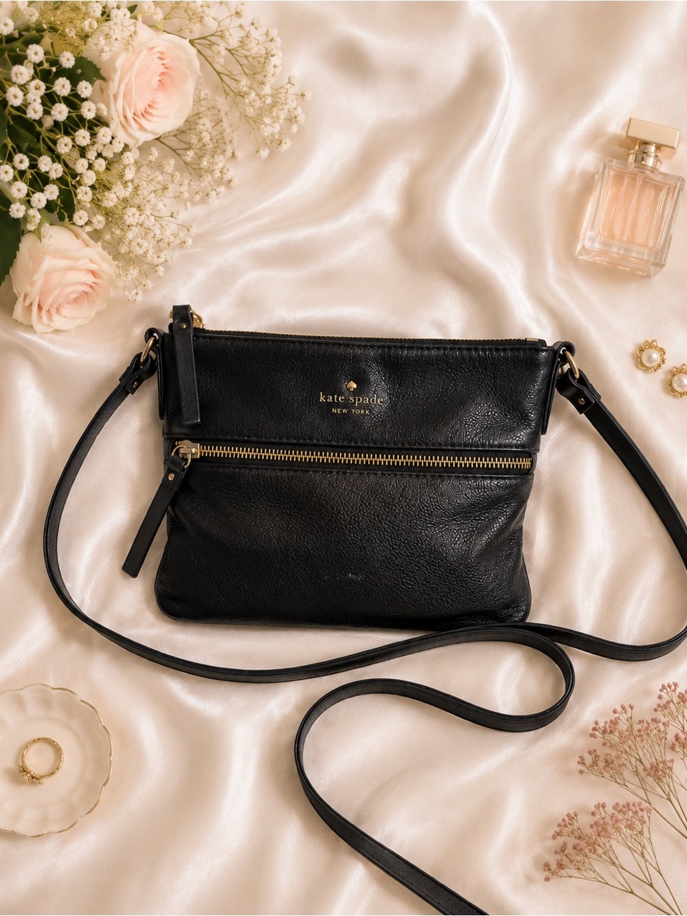 Kate Spade New York Cobble Hill Black Pebbled Leather Crossbody Bag Purse